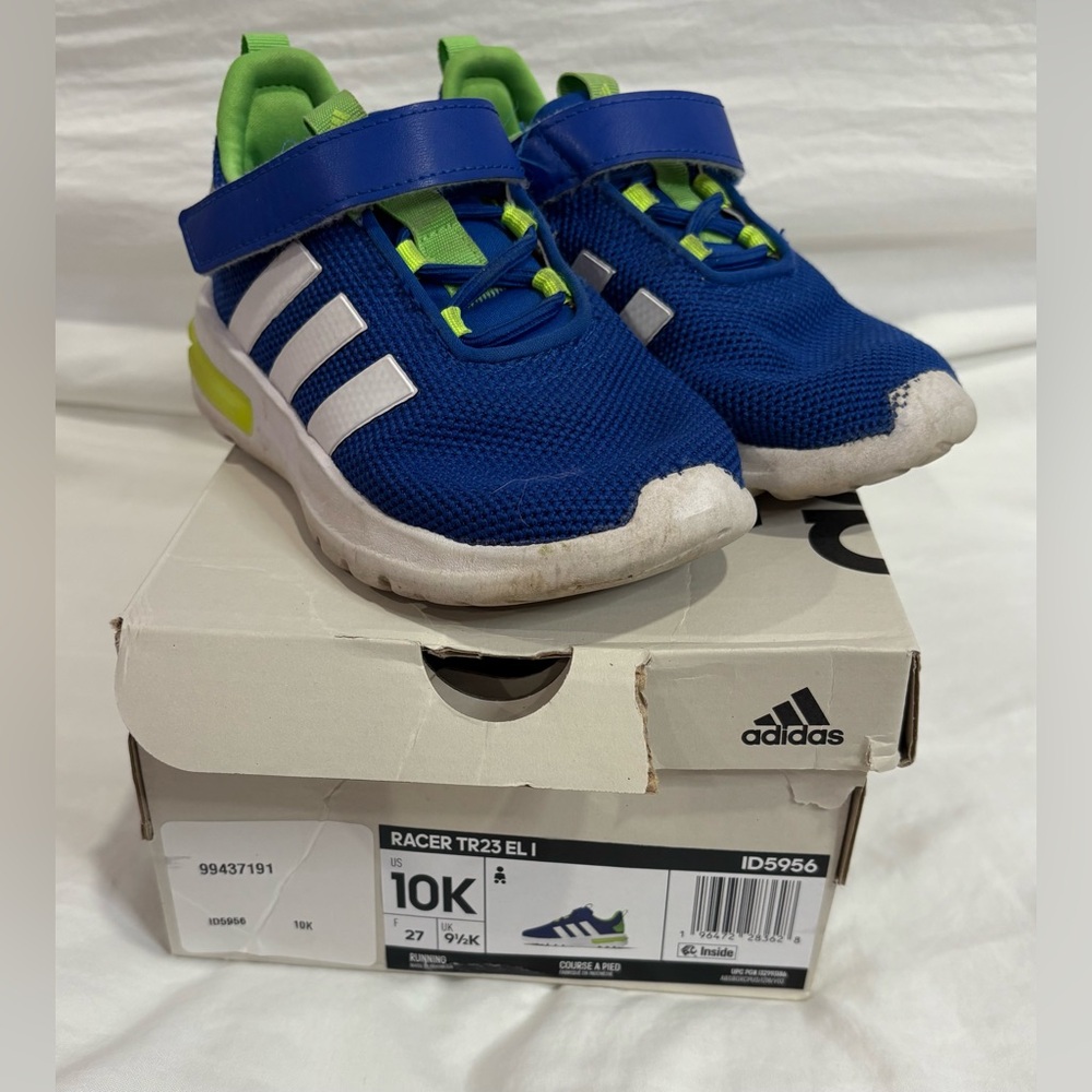 Adidas Kids Racer shoes TR23 EI Size 10K Blue and White